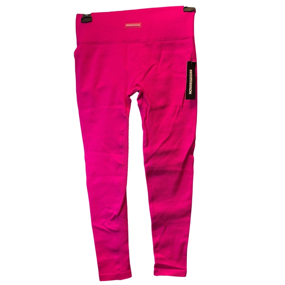 XL Nova Sport Fighter Ribbed Active Leggings Neon‎ Pink Infinity Seamless